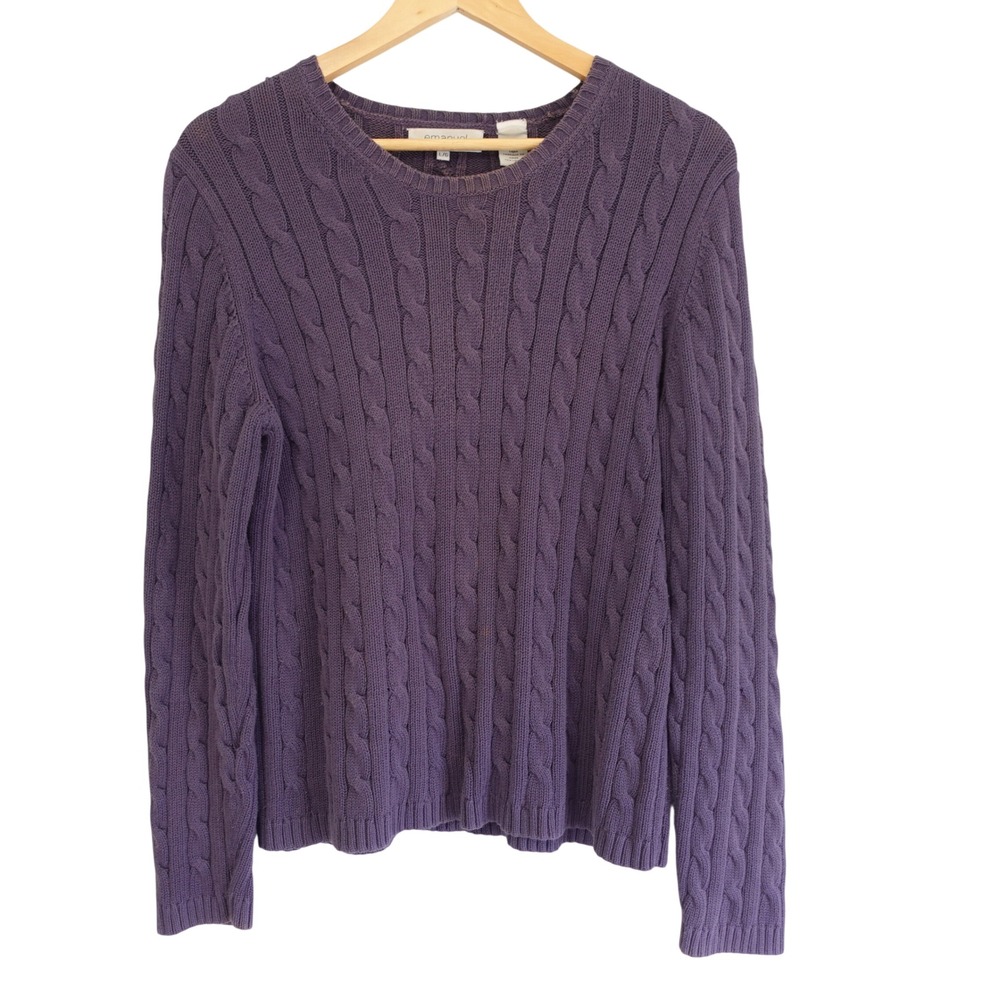 Emanuel Ungaro Sweater Faded Purple Cable Knit Cotton Grunge Dark Academia Large